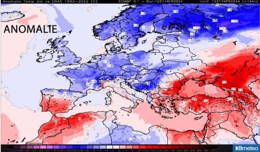 anomalie temperatura attesa la prossima settimana