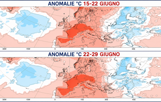 anomalie temperature, scenario atteso fino a fine giugno