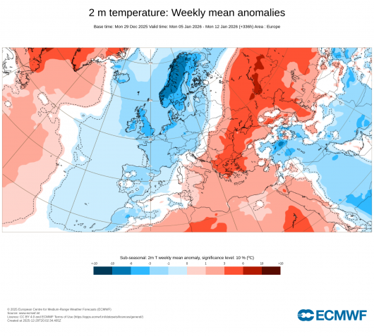 anomalie temperature 5-12 gennaio
