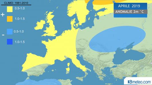 anomalie temperature attese in Aprile 2019