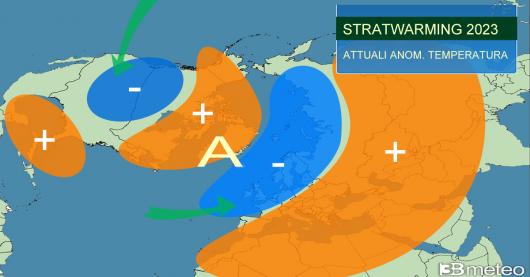 anomalie temperature post stratwarming emisfero nord