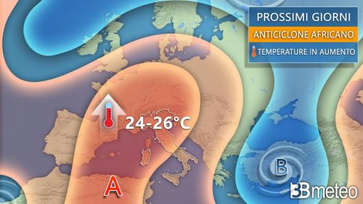 Anticiclone sempre più robusto in settimana, alimentato da correnti calde nord africane
