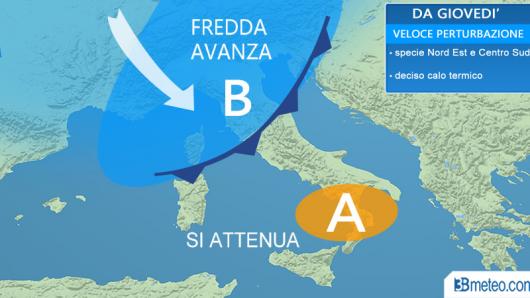 Aria più fredda da giovedì