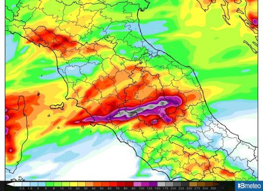 Avviso meteo: picchi di oltre 100mm mercoledì tra Maremma, bassa Umbria e Tuscia
