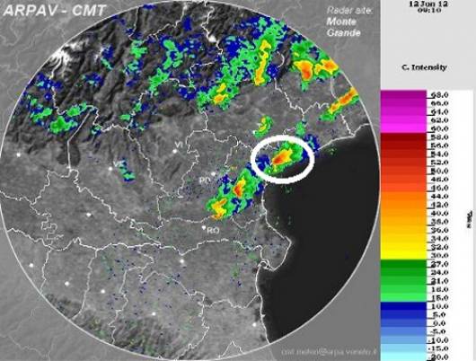 L\'immagine radar dell\'evento