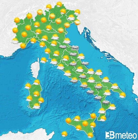 Il tempo previsto per la giornata di domani
