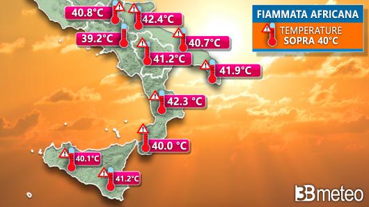 Caldo al Sud, temperature oltre i 40°C