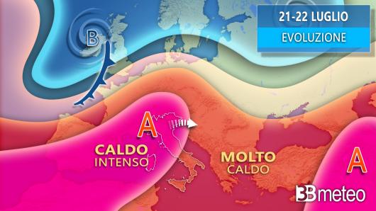 Caldo intenso in arrivo sull'Italia nella seconda parte della nuova settimana