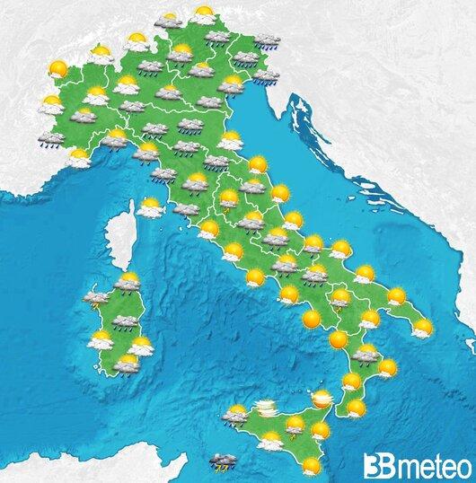 Il tempo previsto per la giornata di dopodomani