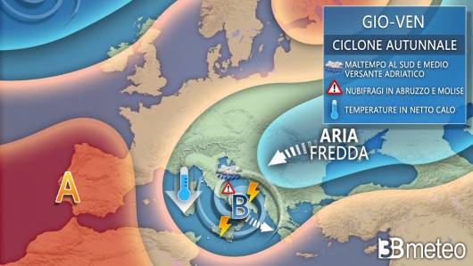 ciclone autunnale in Italia
