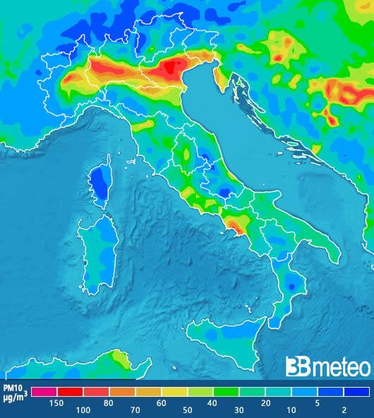 Concentrazione di inquinanti giovedì