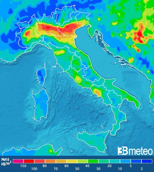 Concentrazione di inquinanti martedì