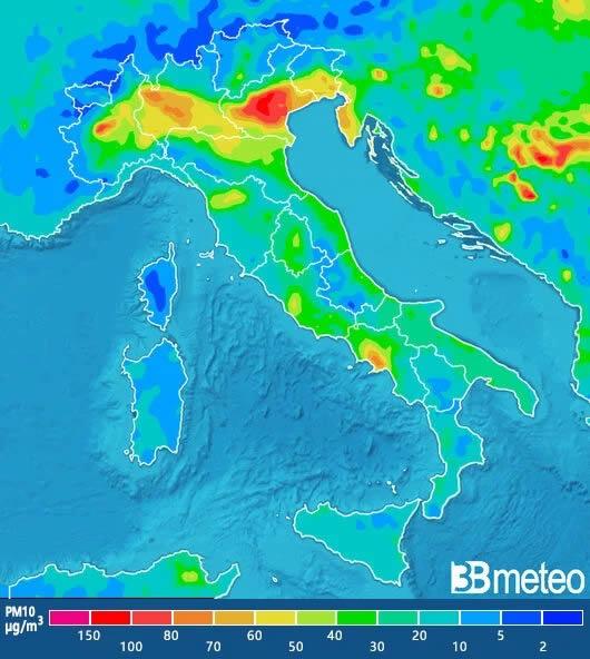 Concentrazione di inquinanti mercoledì