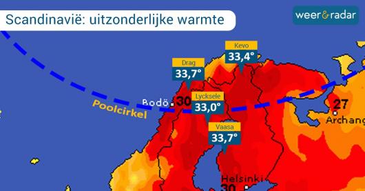 Continua l'ondata di caldo in Scandinavia, superati i 33° oltre il circolo polare artico
