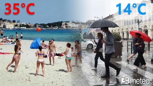 Cronaca meteo - Caldo intenso al Sud, autunno pieno su gran parte del Nord