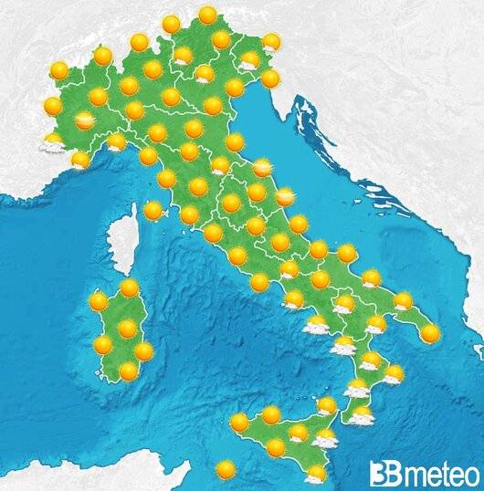 Il tempo previsto per la giornata di domani