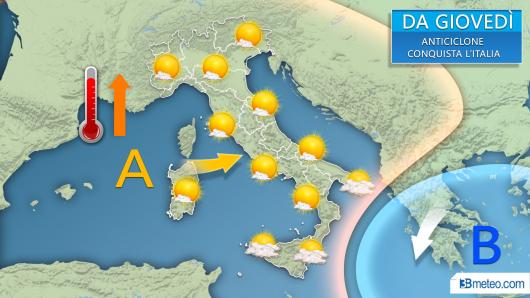 Da giovedì più sole ovunque con ultimi disturbi all'estremo Sud