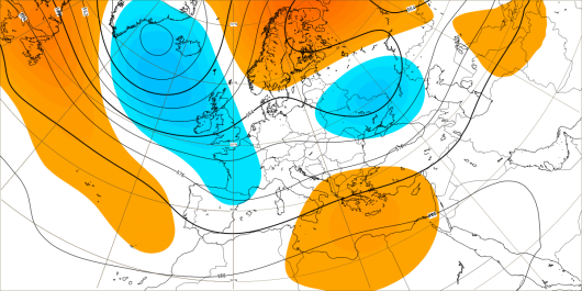 Dati ECMWF: anomalia altezza di geopotenziale a 500 hPa per fine settembre
