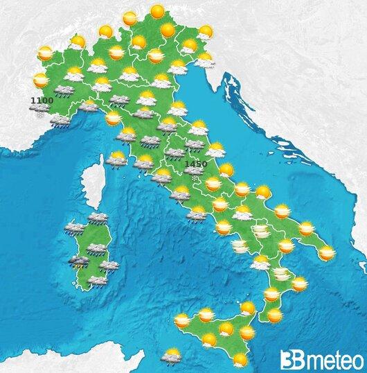 Il tempo previsto per la giornata di domani