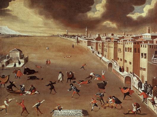 Dipinto di Gabriele Bella che raffigura la laguna di Venezia ghiacciata nel 1708
