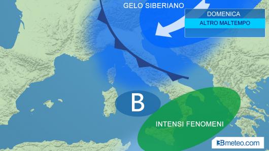 domenica, gelo al Nord. Forti fenomeni al Sud