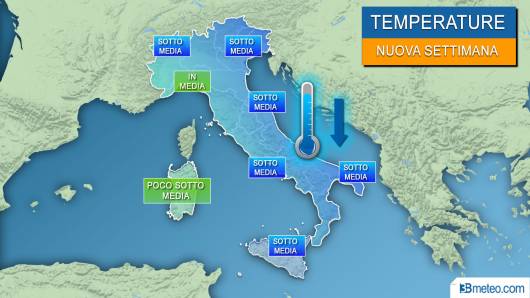 Dopo il weekend temperature in drastico calo da lunedì