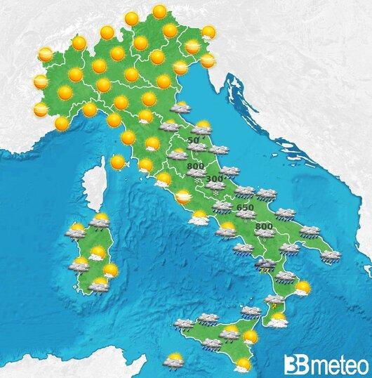 Il tempo previsto per la giornata di dopodomani