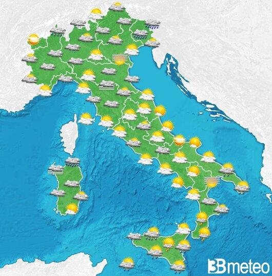 Il tempo previsto per la giornata di domani