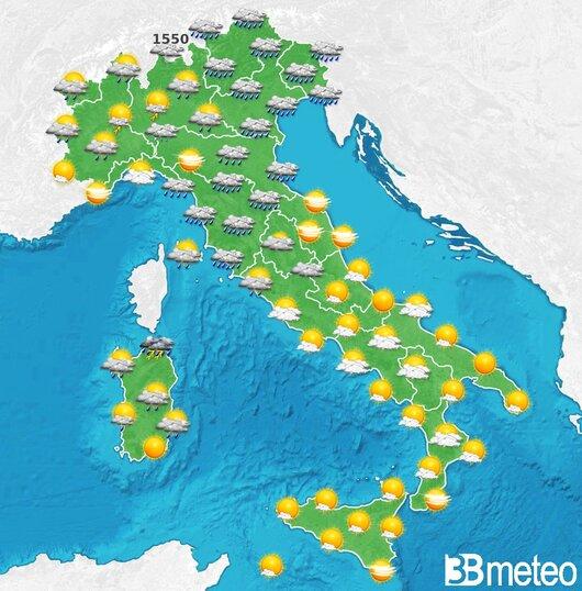 Il tempo previsto per la giornata di dopodomani