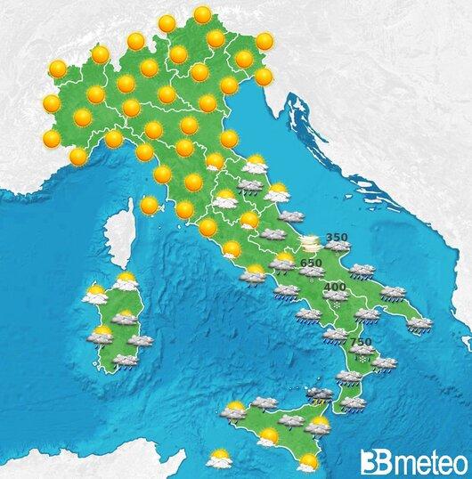 Il tempo previsto per la giornata di dopodomani