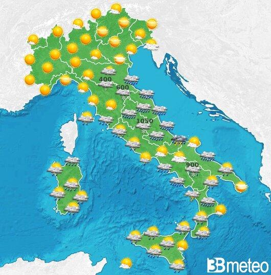 Il tempo previsto per la giornata di dopodomani