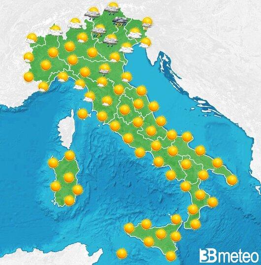 Il tempo previsto per la giornata di dopodomani