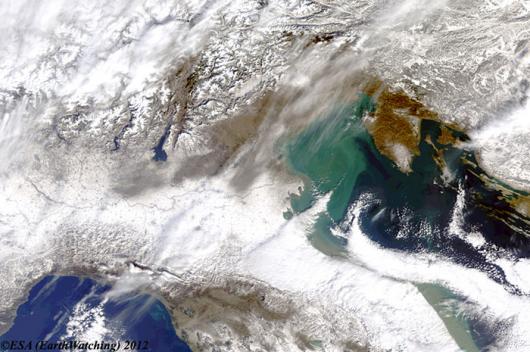 Emilia Romagna e Marche sepolte di neve vista dal Sat Febbraio 2012