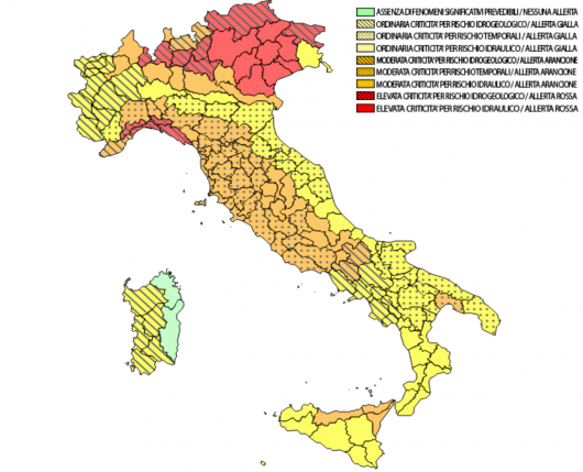 Esempio di un bollettino di criticità meteorologica 