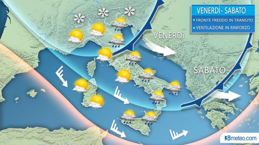 Evoluzione attesa tra venerdì e sabato 