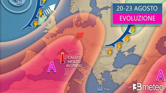 Evoluzione fino al 23 agosto, acme dell'anticiclone africano