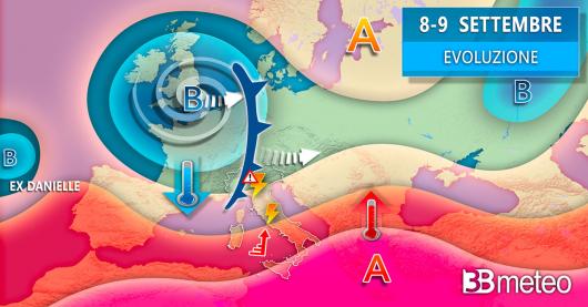 Evoluzione meteo 8-9 settembre