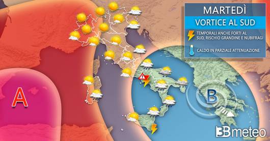 Evoluzione meteo attesa per martedì