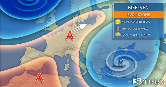 Evoluzione meteo fino a venerdì
