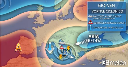 Evoluzione meteo fino a venerdì