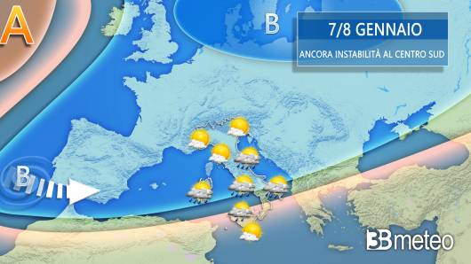 Evoluzione meteo per il 7 e l'8 gennaio