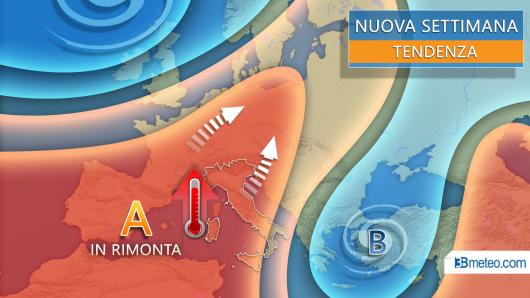 Evoluzione meteo prossima settimana, anticiclone in rimonta