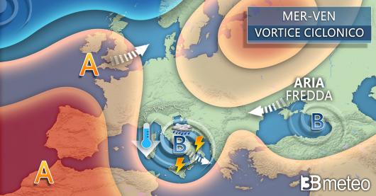 Evoluzione meteo tra mercoledì e venerdì