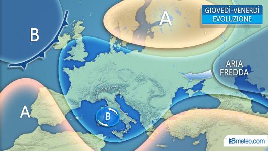 Evoluzione prevista nei prossimi giorni