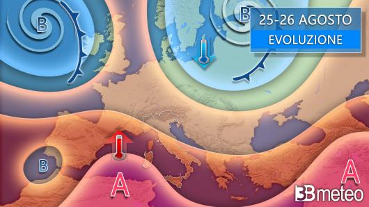 Evoluzione tra lunedì 25 e martedì 26