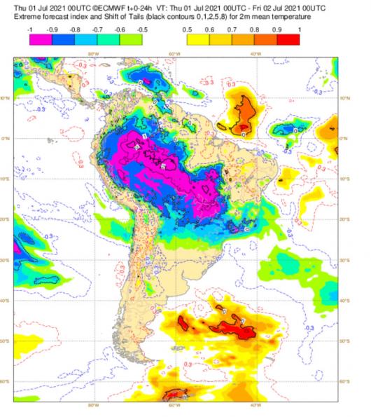 Extreme Forecast Index di Ecmwf