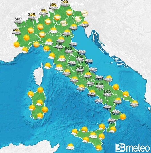 Il tempo previsto per la giornata di dopodomani
