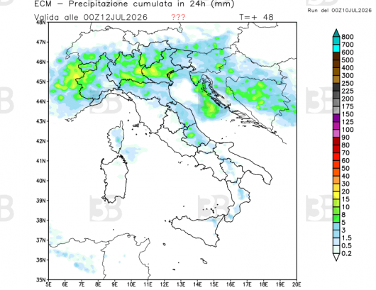 Fenomeni previsti sabato