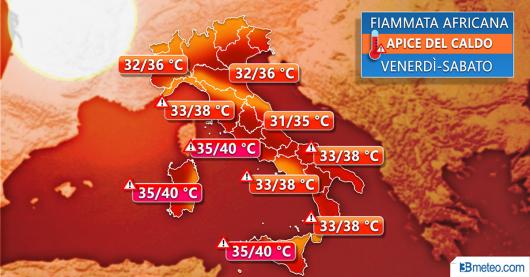 Fiammata africana sull'Italia