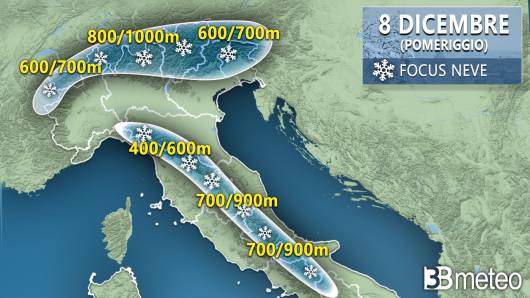 Focus neve domenica 8 dicembre